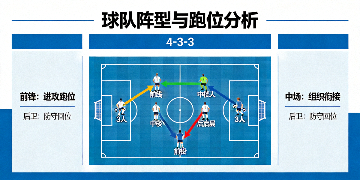 足球战术板示意图 - 球队阵型与跑位分析